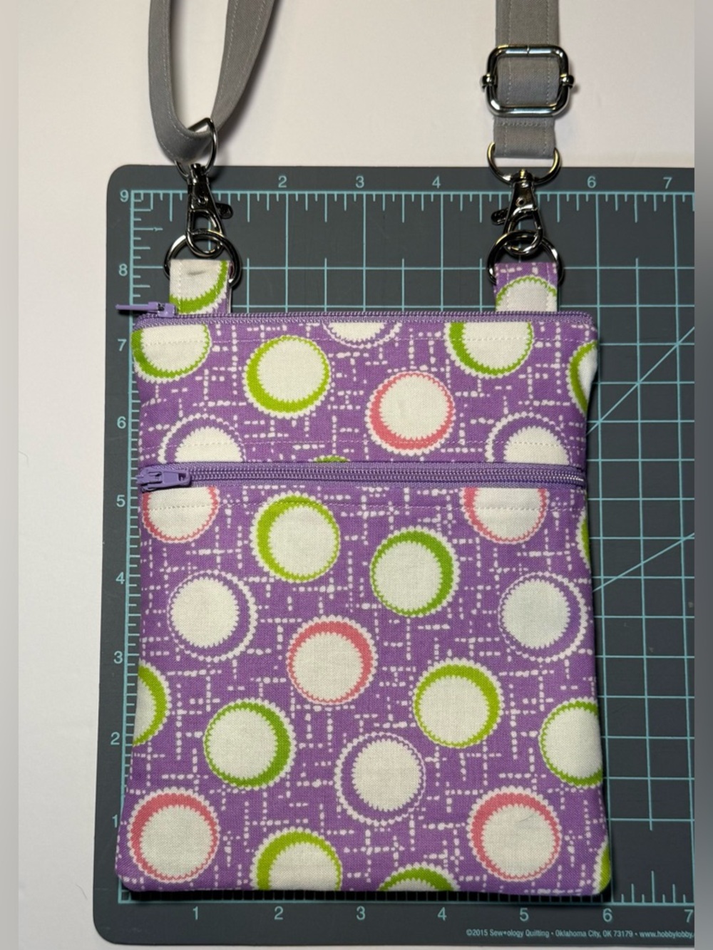 Crossbody Purse with Purple Polka Dot Print